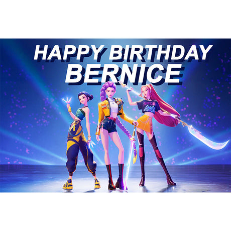 KPop Demon Hunters Birthday backdrop banner