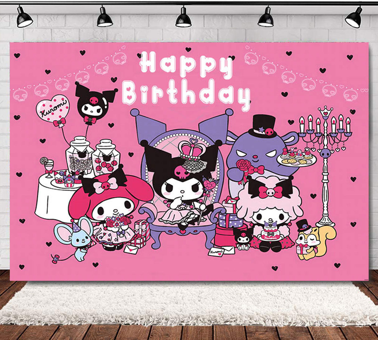 Kuromi Gang Birthday Fabric Backdrop Banner
