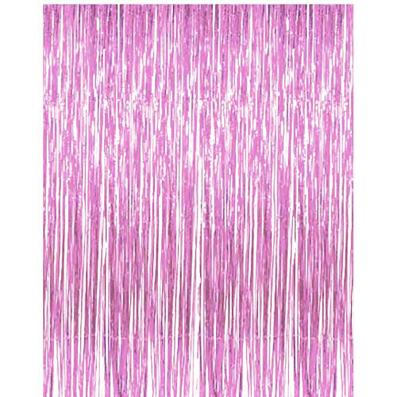 Baby Light Pink Tinsel Foil Streamer Backdrop for Baby Girl celebration or Birthday Party Decoration.
