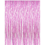 Baby Light Pink Tinsel Foil Streamer Backdrop for Baby Girl celebration or Birthday Party Decoration.