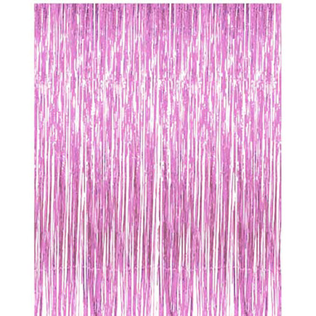 Baby Light Pink Tinsel Foil Streamer Backdrop for Baby Girl celebration or Birthday Party Decoration.