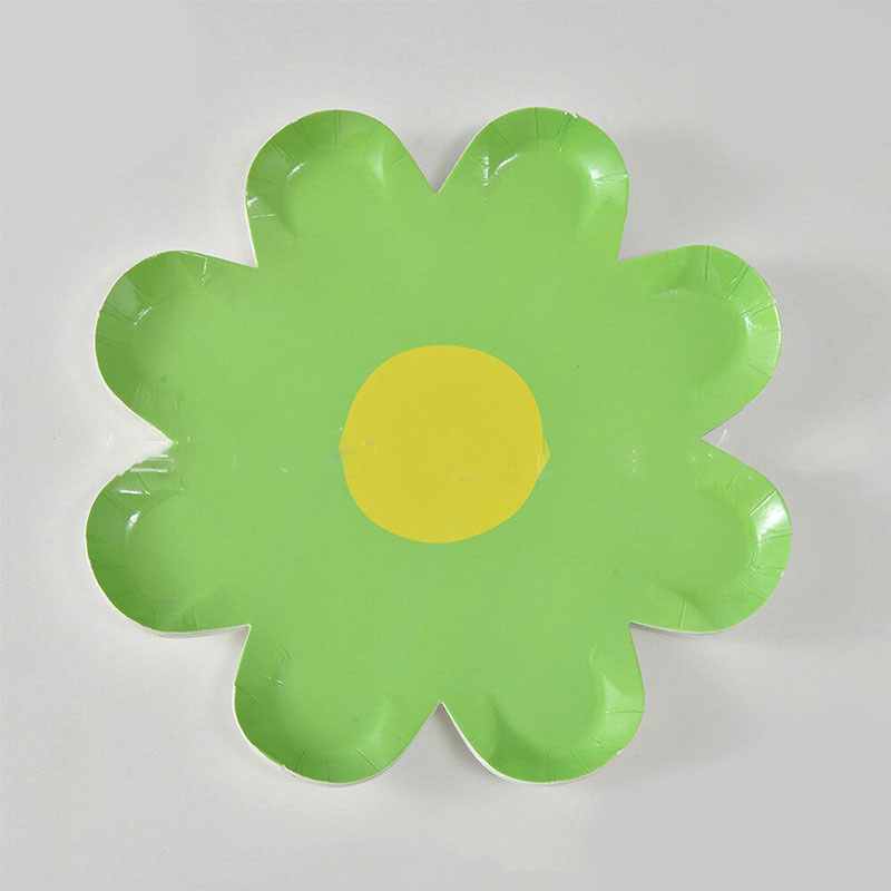 7" Lime Green Flower Paper Plates (10pc)