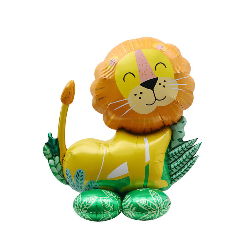 Load image into Gallery viewer, Lion Shaped balloon in 3D form for the jungle theme party display.
