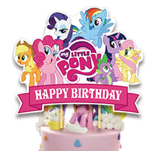 My Little Pony Cake Topper with Happy Birthday Sign.