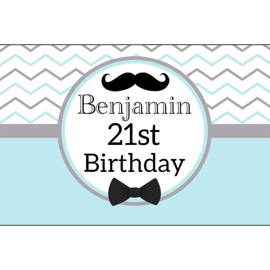 Classy cool Little Man Moustach blue grey banner