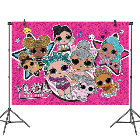 LOL Surprise Happy Birthday Backdrop for party decoration.