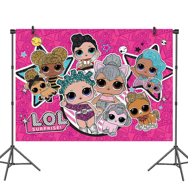 LOL Surprise Happy Birthday Backdrop for party decoration.