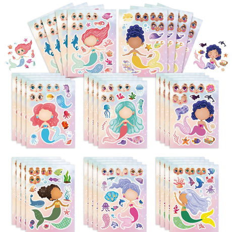 Mermaid Make a Face Activity Sticker Sheets (12pc)
