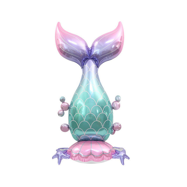 Mermaid tail balloon with gradient colors on a white background