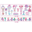 Collection of mermaid-themed stickers including numbers and decorative elements on a white background.