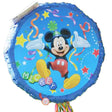 Mickey Mouse-themed balloon with colorful decorations on a white background