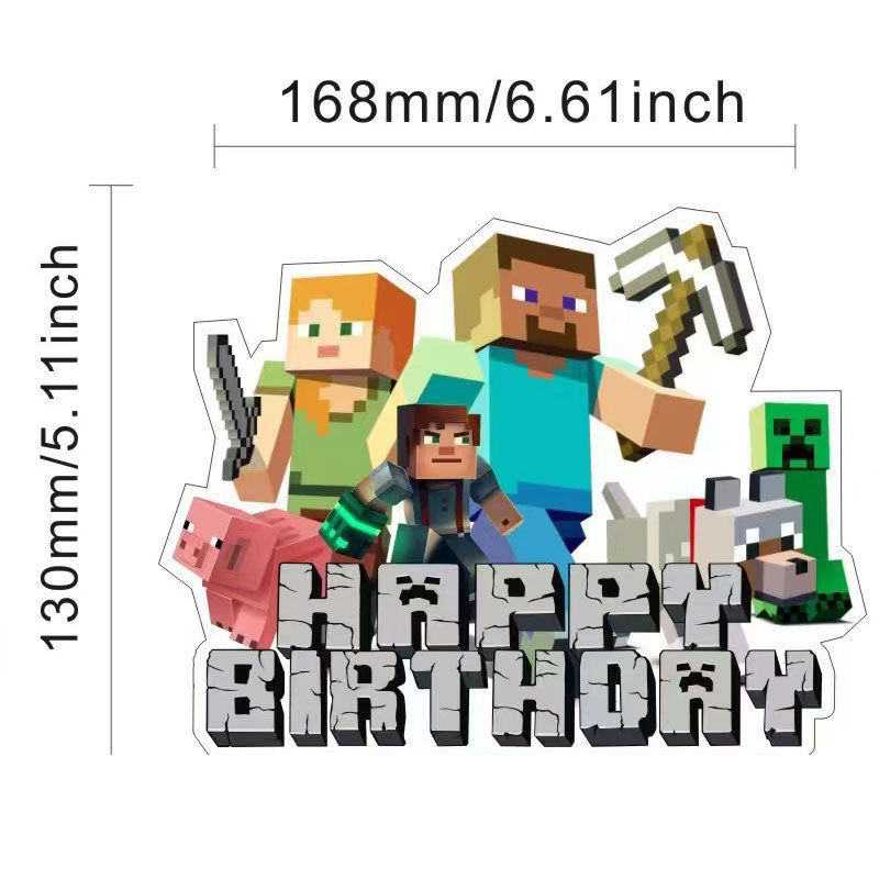 Cardstock cake topper in Minecraft design. Latest for 2024.