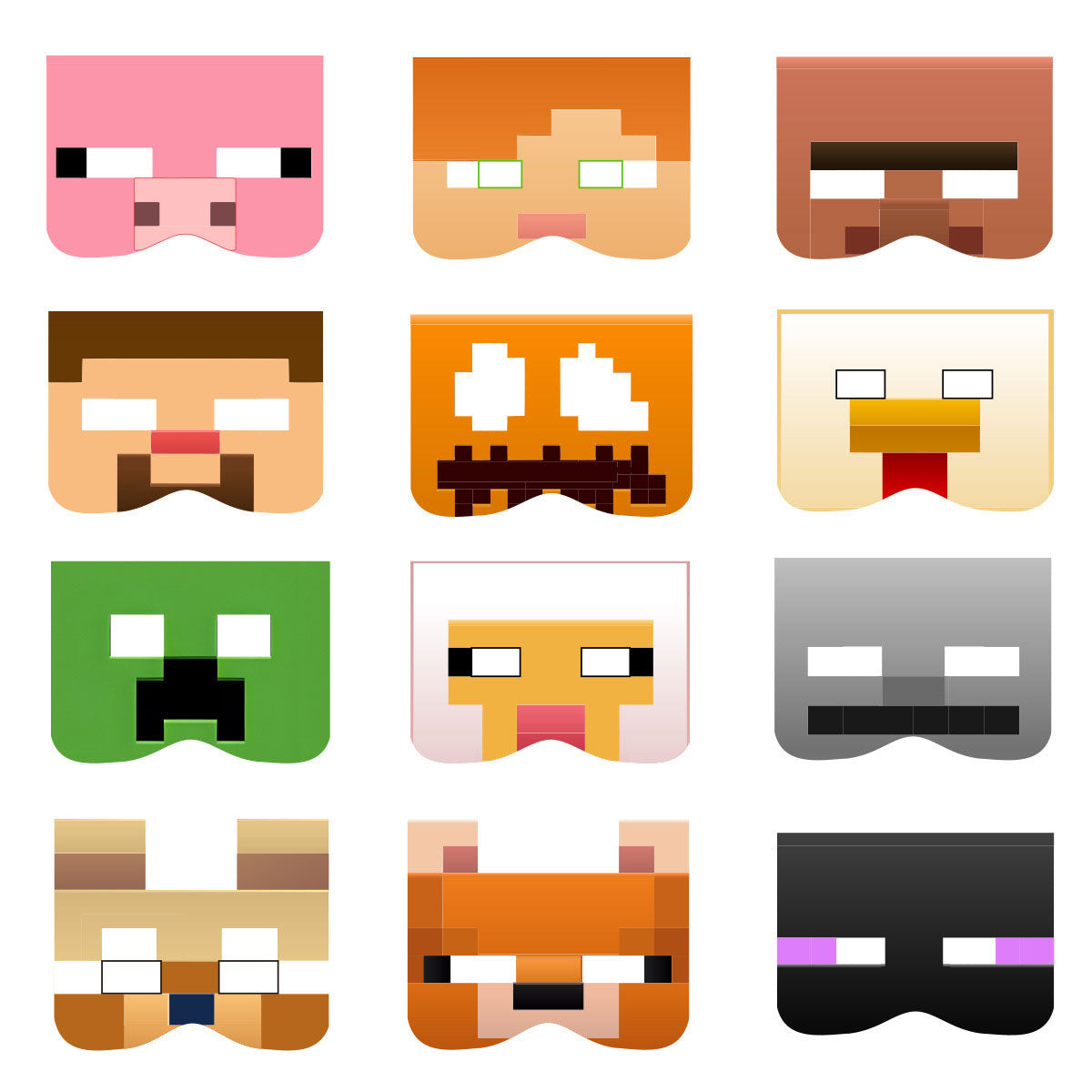 Minecraft Party Half Face Masks