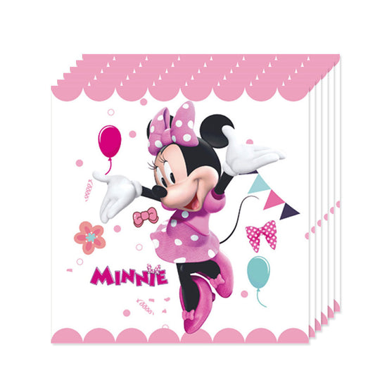 Sweet pink Minnie Mouse napkins are essential for a nicely planned and decorated birthday cake table. Set them nicely and have a great party.