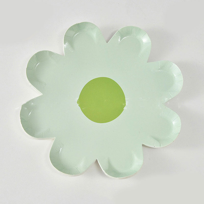 7" Mint Green Flower Paper Plates (10pc)