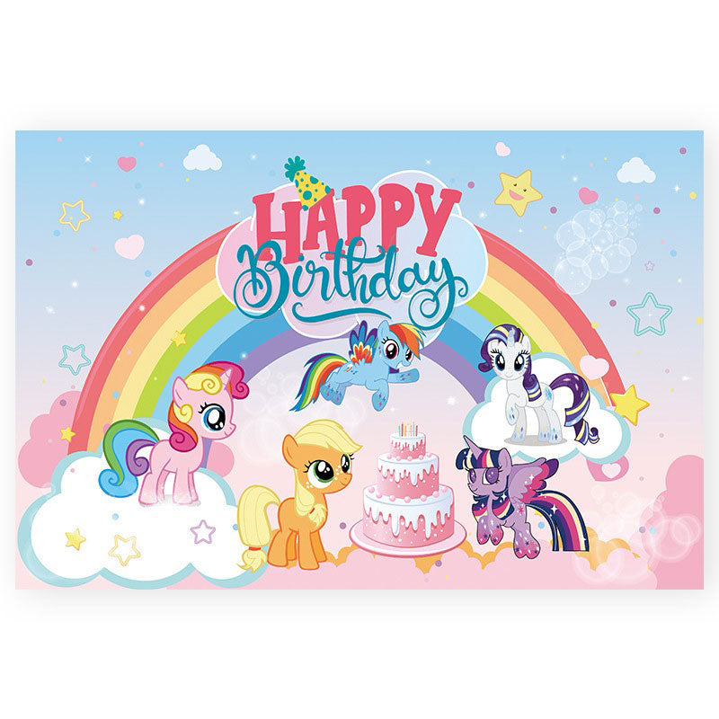 My Little Pony Rainbow Party Fabric Backdrop Banner