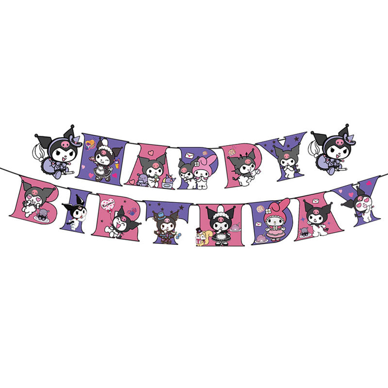 Kuromi Black Pink Lilac Birthday Banner | Backdrop Decor, Party ...