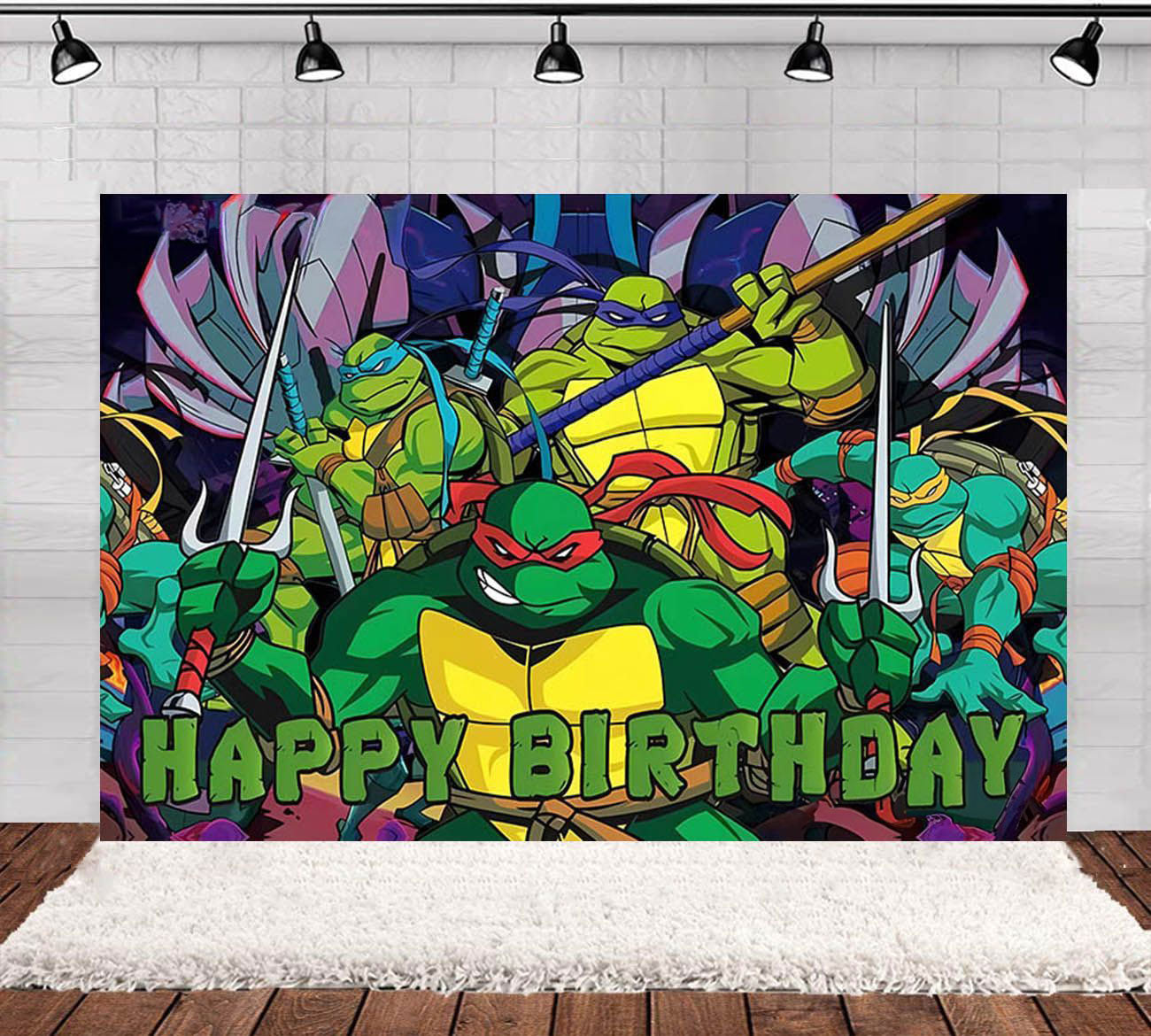 Teenage Mutant Ninja Turtles themed fabric backdrop for your birthday party decoration!