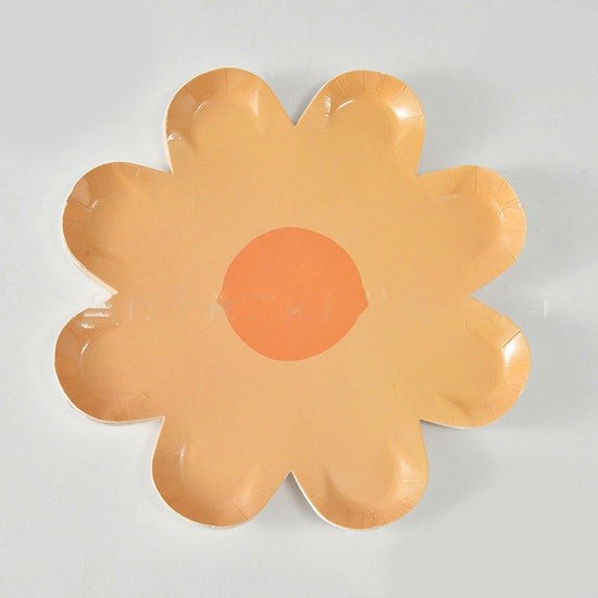 7" Orange Flower Paper Plates (10pc)