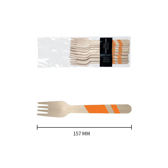 Wooden Disposable Party Forks (Orange)