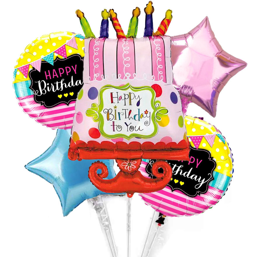 Sweet Pink Birthday Cake Balloon Bouquet