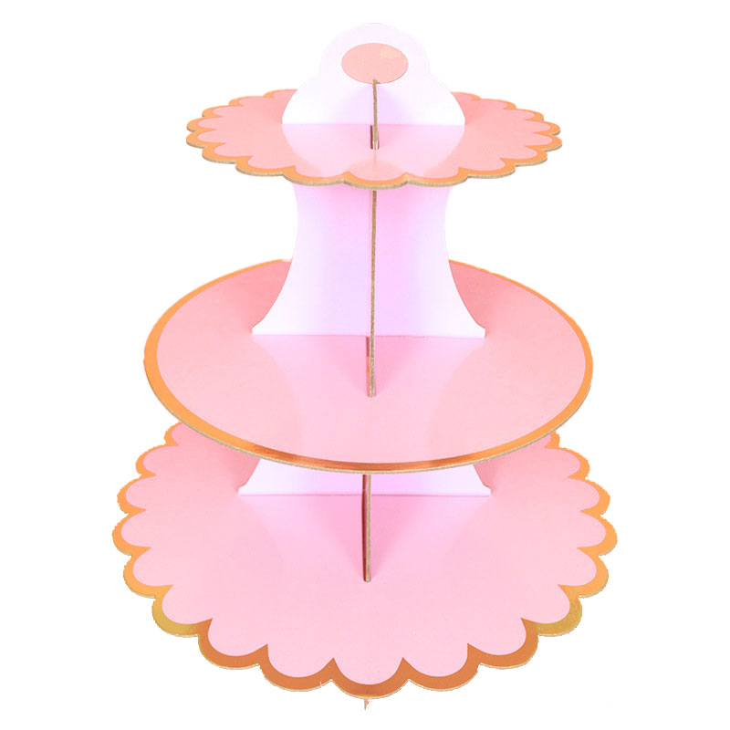 Gold Trim Pink Cupcake Stand