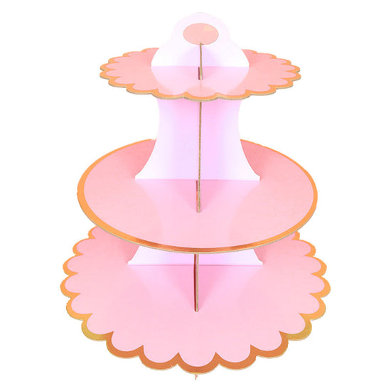 Gold Trim Pink Cupcake Stand