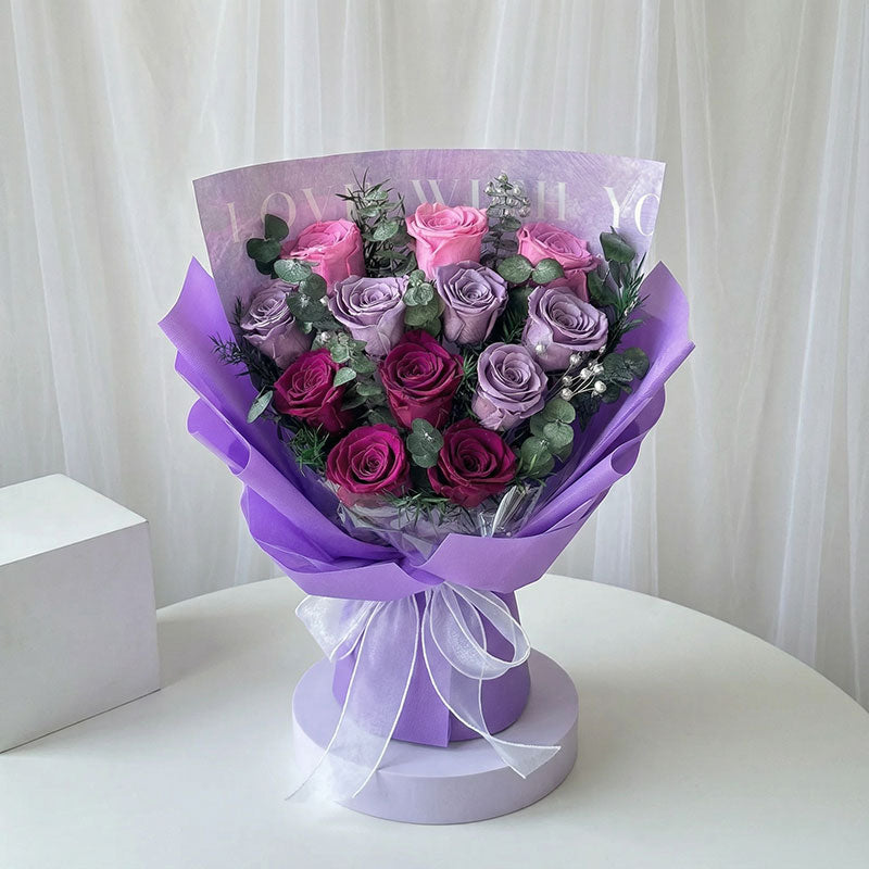 Premium Everlasting Twilight Lilac Rose Bouquet