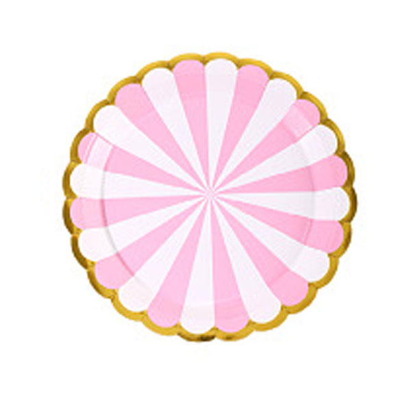 7" Pink Stripes Scallop Paper Plates (10pc)