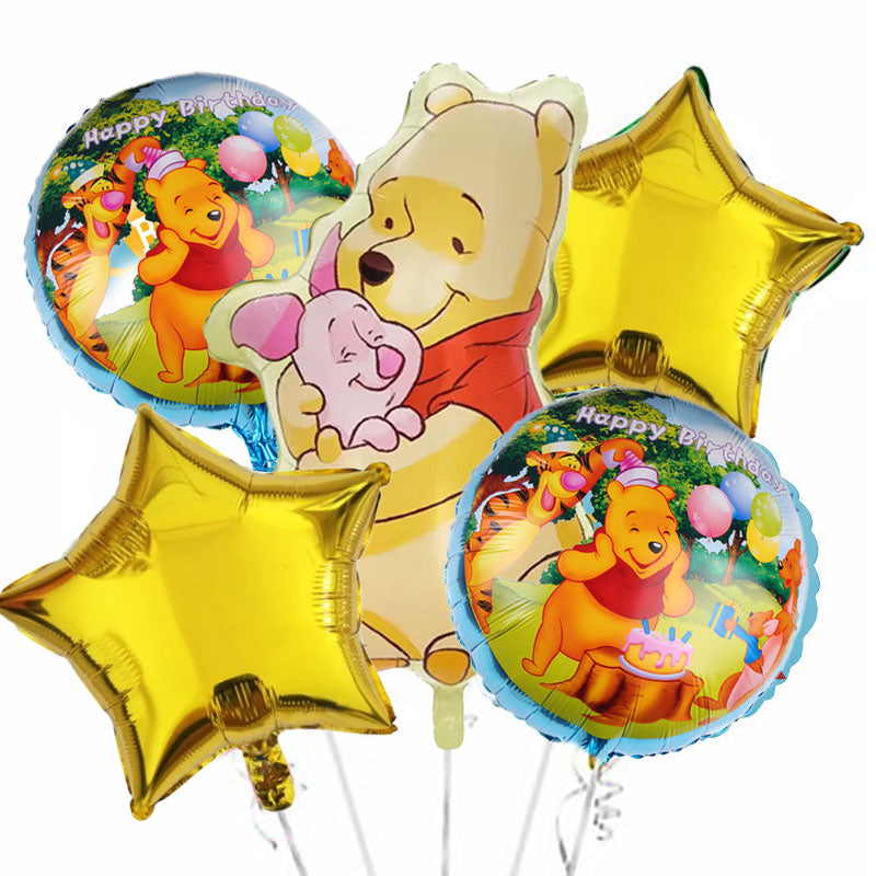 Load image into Gallery viewer, Winnie the Pooh and Piglet balloon bouquet.
