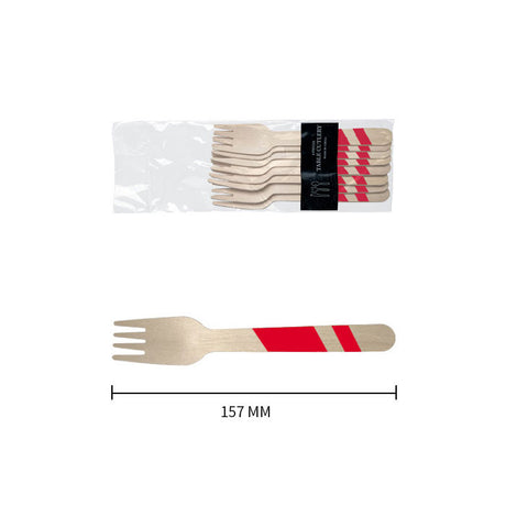 Wooden Disposable Party Forks (Red)