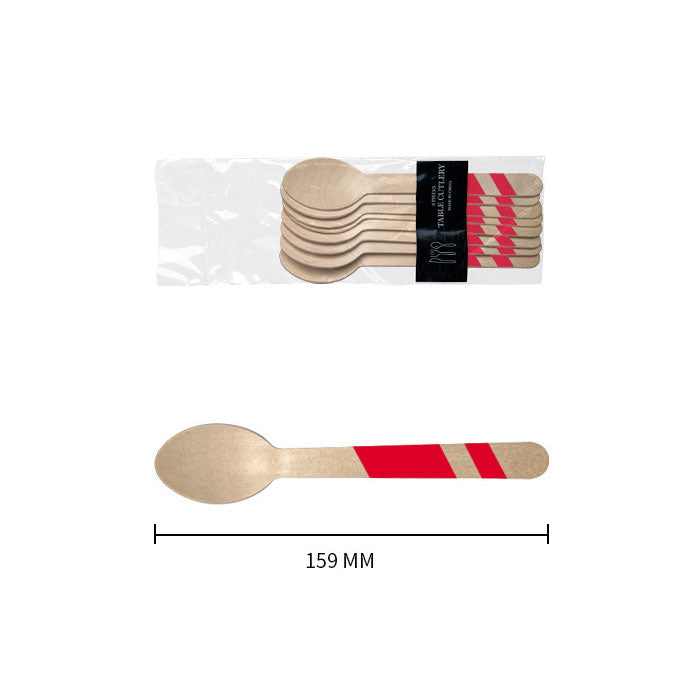 Wooden Disposable Party Spoons (Red)