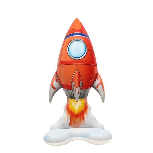 Spaceship launching balloon display.