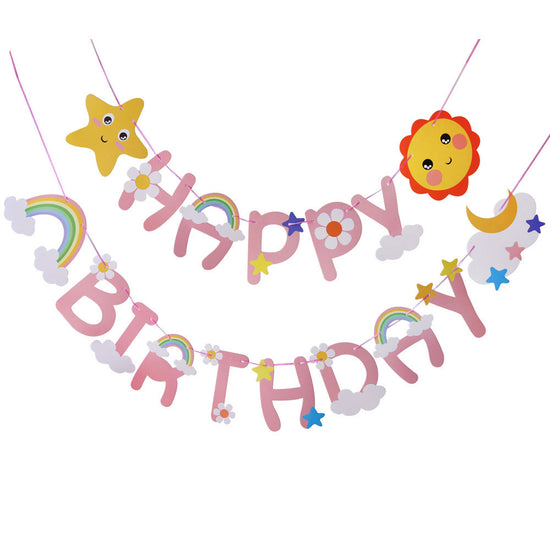 Rainbow, Sun & Star Happy Birthday Banner