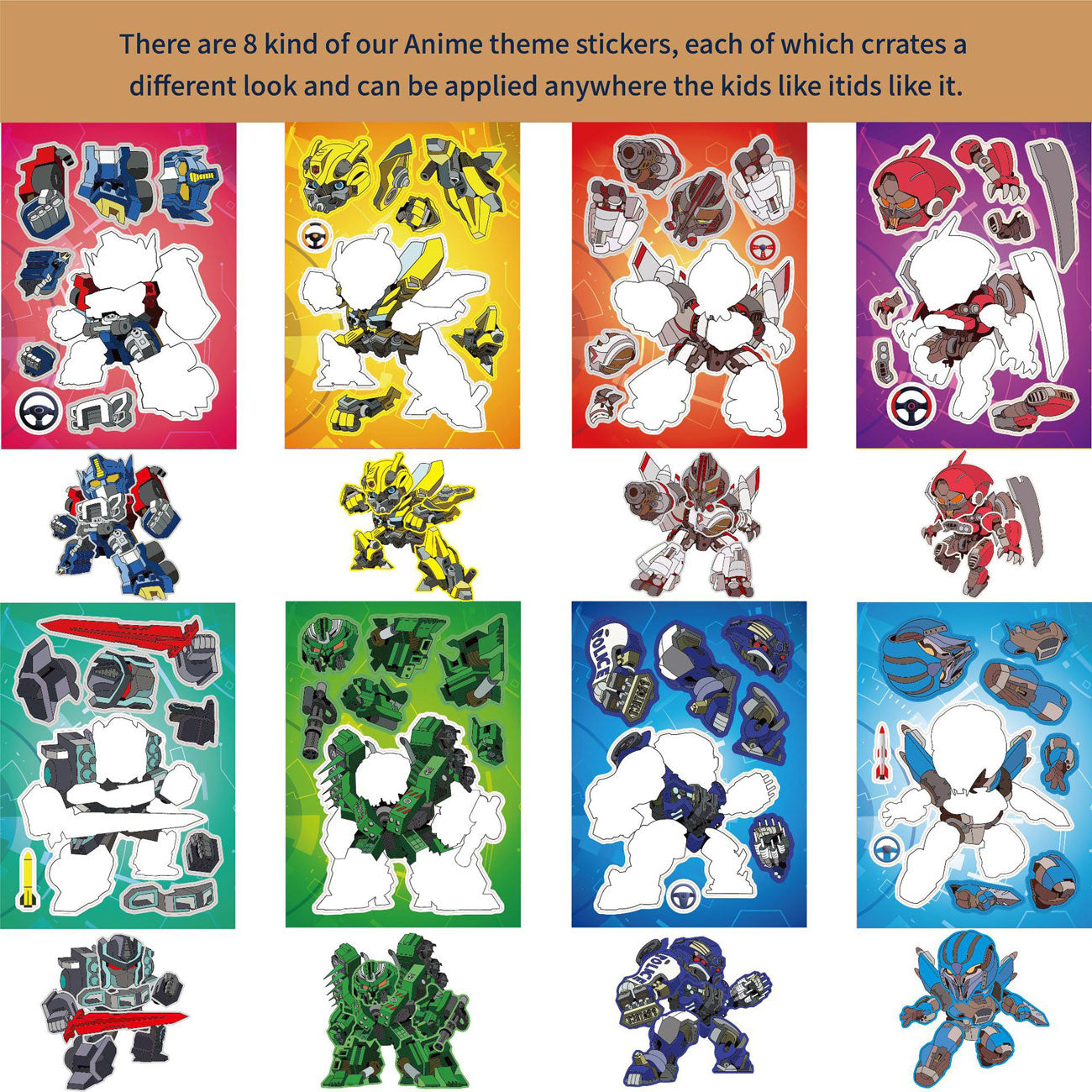 Transformers Make a Face Activity Sticker Sheets (12pc)