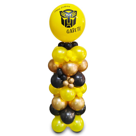 Customised Jumbo Latex Balloon with Tall Column in Black & Yellow