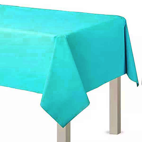 Turquoise Plastic Table Cover (274cm)