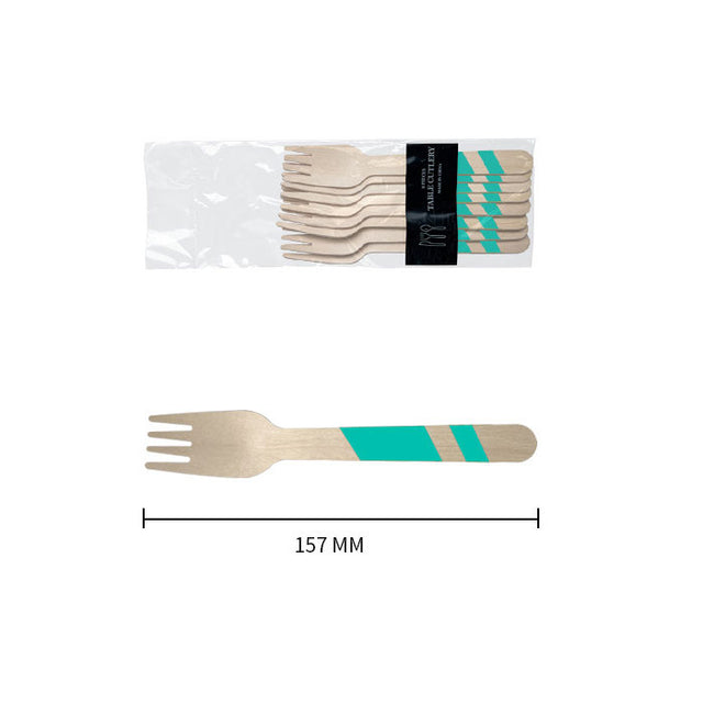 Wooden Disposable Party Forks (Turquoise)