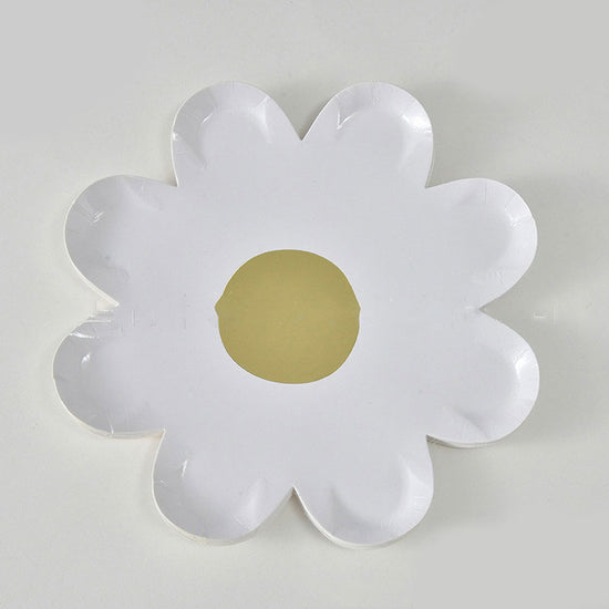 7" White Flower Paper Plates (10pc)