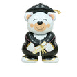 Graduation-themed balloon bear with a black cap and gown on a white background