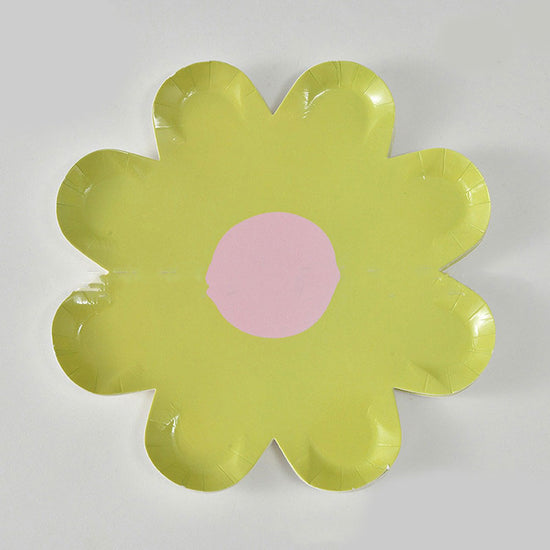 7" Chartreuse Flower Paper Plates (10pc)