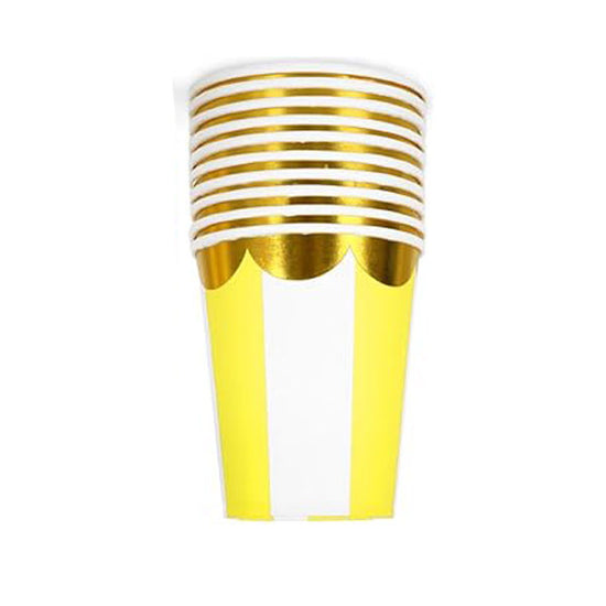 Yellow Stripes Gold Scallop Cups (10pc)