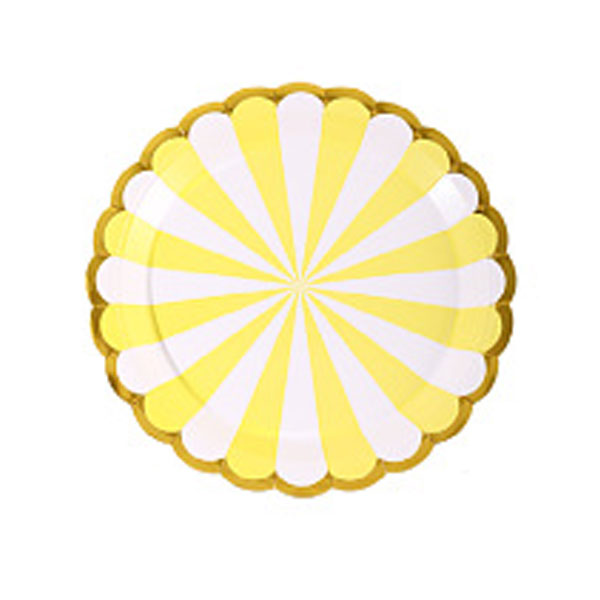 7" Yellow Stripes Scallop Paper Plates (10pc)