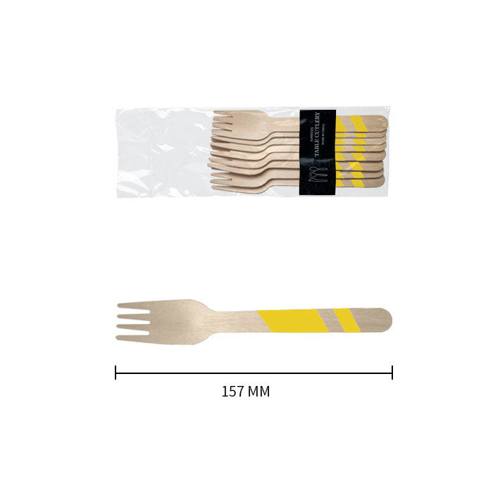 Wooden Disposable Party Forks (Yellow)