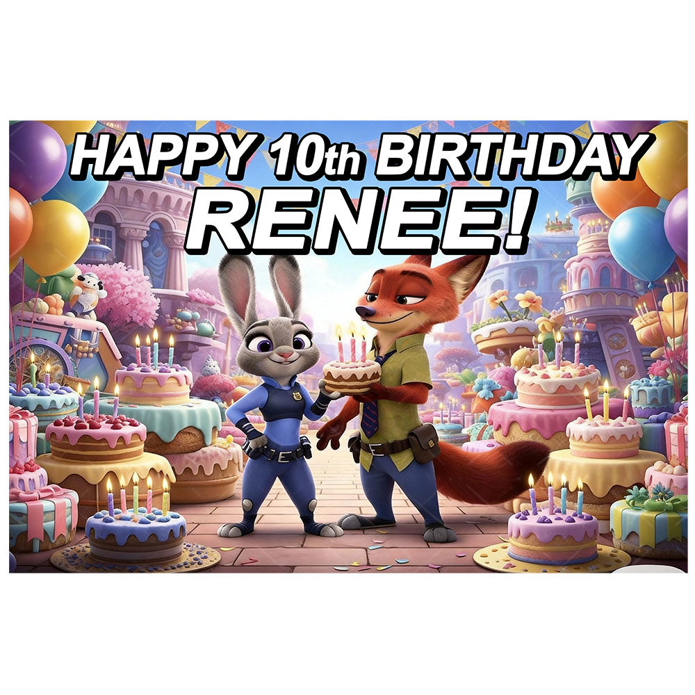 Zootopia Customised Birthday Backdrop