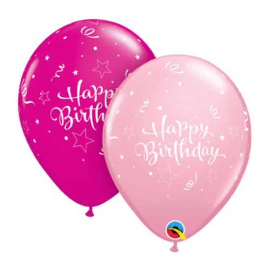 Pink Happy Birthday Balloons.