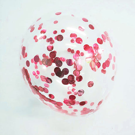 Red confetti balloons for party decor.
