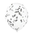 Silver confetti balloons.