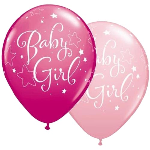 11" Stars Baby Girl Latex Balloons (5PC)