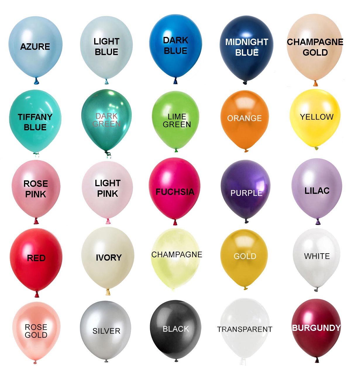 Choose the colour of the balloons for your balloon display.
